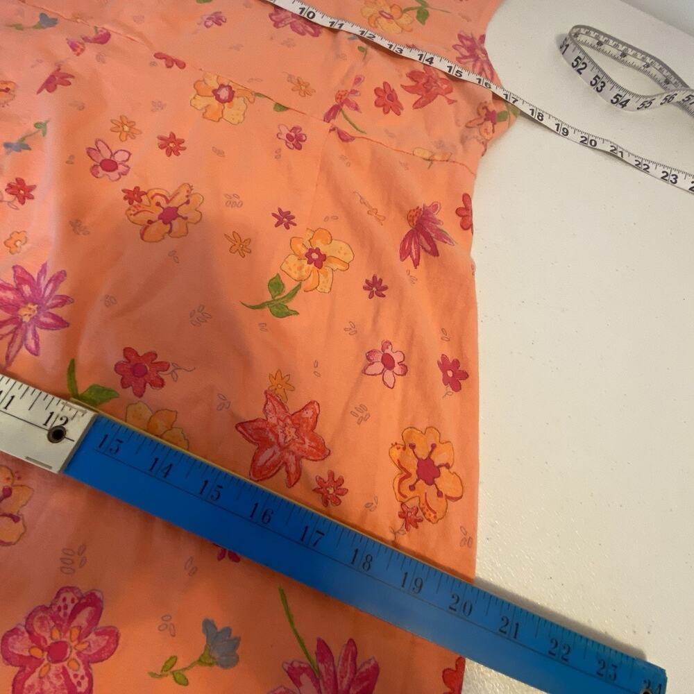 VTG FreshProduce Dress S Orange Multi Floral Sleeveless Tank Beach Summer Casual - Picture 4 of 8